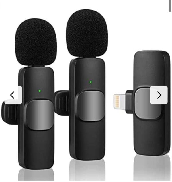 K9 Dual Wireless Collar Microphone for iPhone, iPad, and Mac Lightning Devices. Features plug-and-play functionality with on-recording mobile charging. No app or Bluetooth required. - Image 2